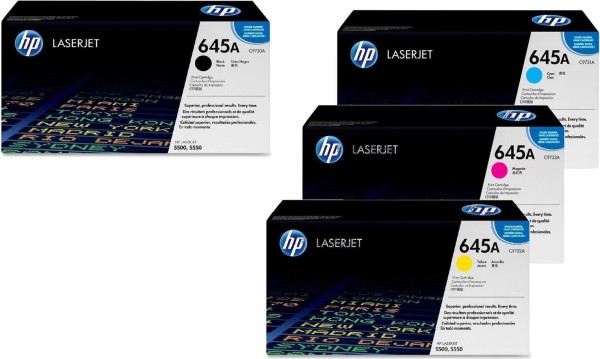 HP HP Original 645A Toner 4er Set schwarz, cyan, magenta, gelb (C9730A, C9731A, C9733A, C9732A)