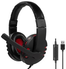 LogiLink USB-Headset High Quality, mit Mikrofon, schwarz/rot
