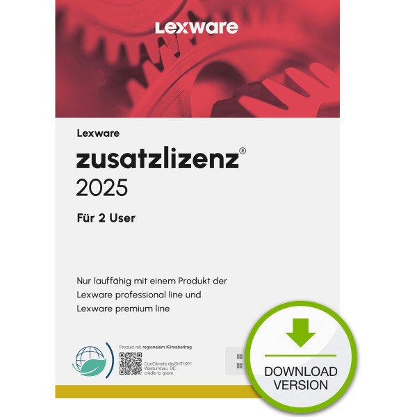 LEXWARE ESD zusatzlizenz 2025 für 2 User unbegrenzte Laufzeit Download 09056-2018