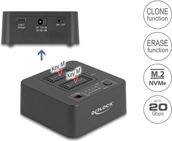 DELOCK DELOCK USB 20 Gbps M.2 Dockingstation 2x M.2 NVMe PCIe SSD