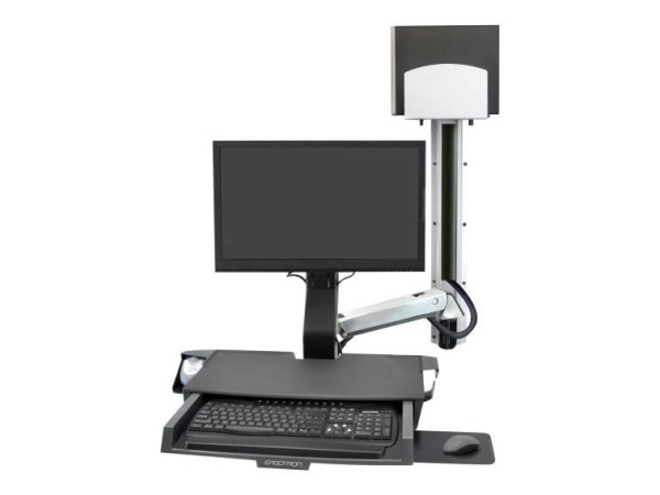 ERGOTRON StyleView Sit-Stand Combo System with medium Silver CPU holder up 45-270-026