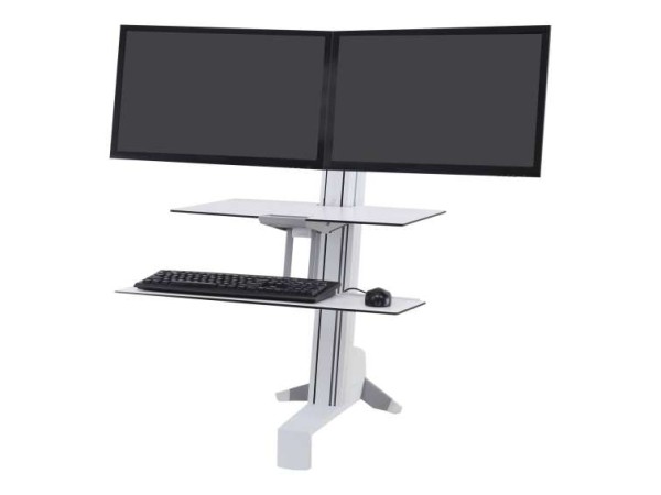 ERGOTRON WorkFit-S Dual mit Arbeitsflaeche und grossem Tastatur Fach helles 33-349-211