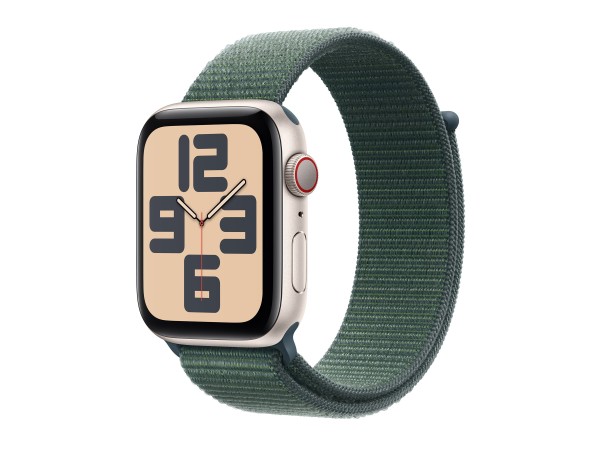APPLE Watch SE GPS + Cellular 44mm Starlight Aluminium Case with Lake Green MXGV3QF/A
