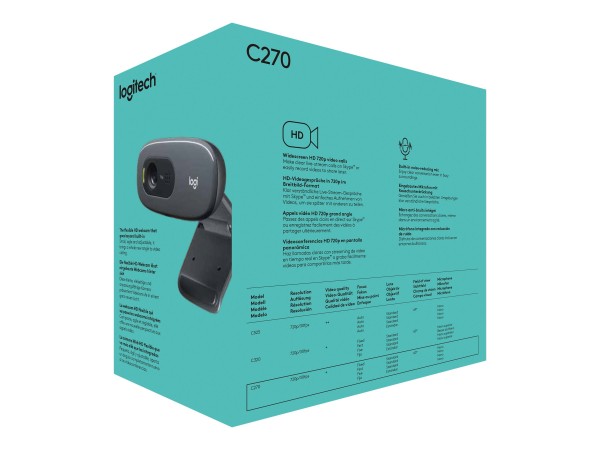 LOGITECH HD Webcam C270 - Web-Kamera - Farbe - 1280 x 720 - Audio - USB2.0 960-000582