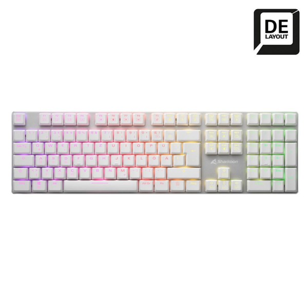SHARKOON SHARKOON PureWriter RGB (weiß, DE-Layout, Kailh Choc Low Profile Blue)