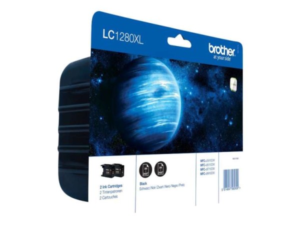BROTHER Tinte LC-1280XLBKBP2 schwarz Jumbo Blister Twin Pack LC1280XLBKBP2