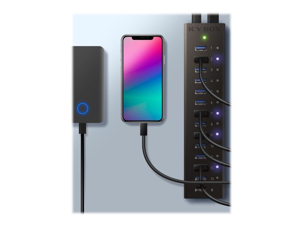 RAIDSONIC RAID SONIC Hub 13-Port IcyBox USB 3.0 IB-AC6113 mit USB Ladeanschluss