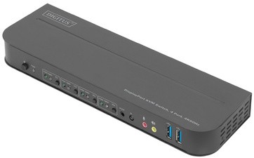 DIGITUS KVM-Switch, 4-Port, 4K60Hz, 4x DP in, 1x DP/HDMI out