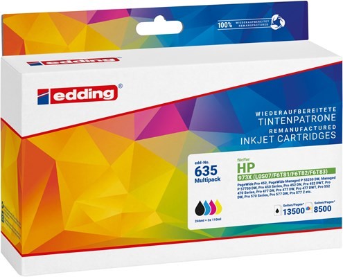 EDDING EDDING Tintenpatrone 18-635 wie HP 973X sw/c/m/g 4 Stück/Pack. (18-635)